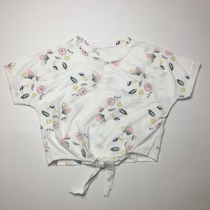 Tops - NWOT White Floral Tie Shirt Tops - NWOT White Floral Tie Shirt